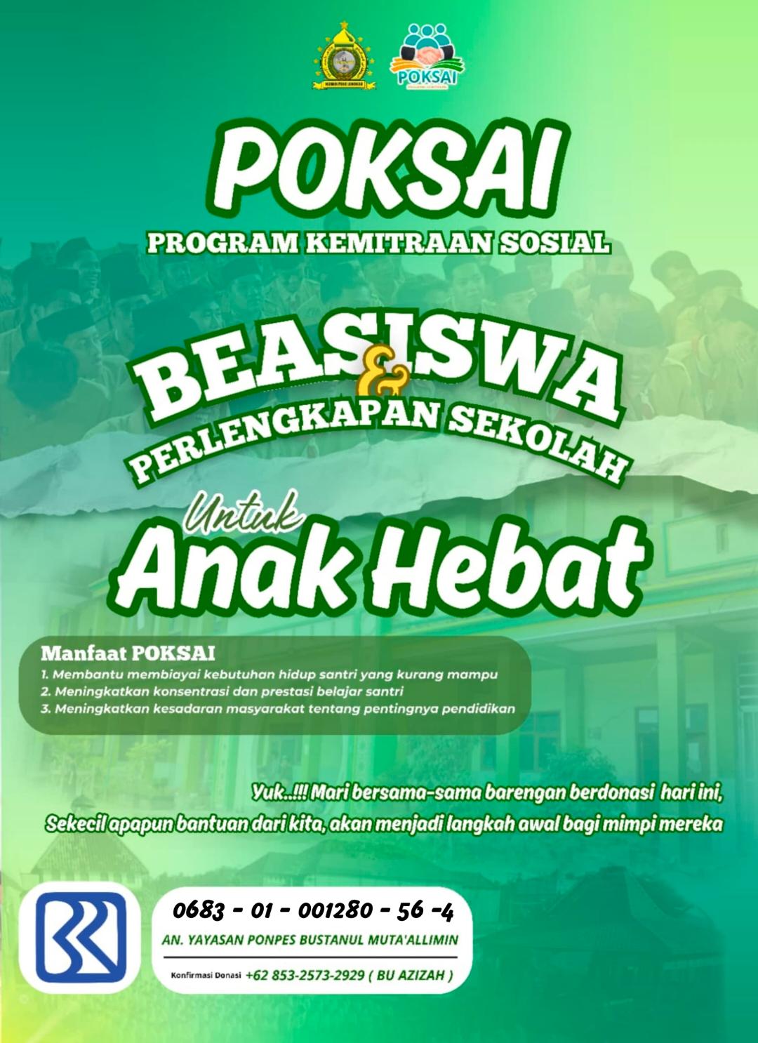 Wujudkan Mimpi Santri, Ponpes Bustanul Muta'allimin Luncurkan Program POKSAI: Beasiswa dan Perlengkapan Sekolah