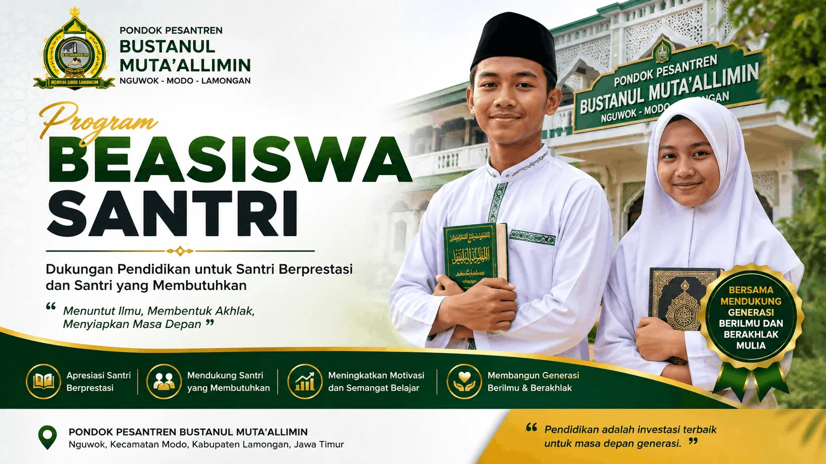 Program Beasiswa Santri Pondok Pesantren Bustanul Muta’allimin Lamongan